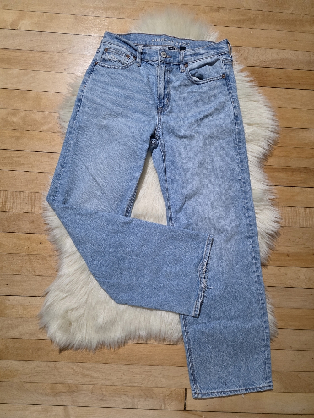 American Eagle Outfitters Light Blue Straight Leg Jeans Stovepipe